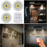 Pack of 3 Wireless LED Tap Lights with Remote Control – Cabinet, Closet & Room Lighting