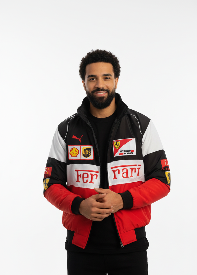 Authentic Ferrari Jacket Pakistan with Stitched F1 Logos and Quilted Lining