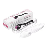 Professional 540 Roller system microneedle derma roller with black handle and purple needles in clear plastic case and white box