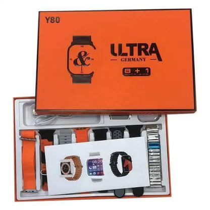 Y80 Ultra Germany 8-in-1 smart watch set with 49mm jelly case and multiple watch bands