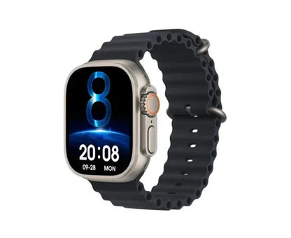 Y80 Ultra 8-in-1 smartwatch with 49mm jelly black strap showing time and date on display